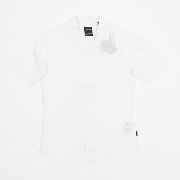 Only & Sons Only & Sons Resort Linen Short Sleeve Shirt In White