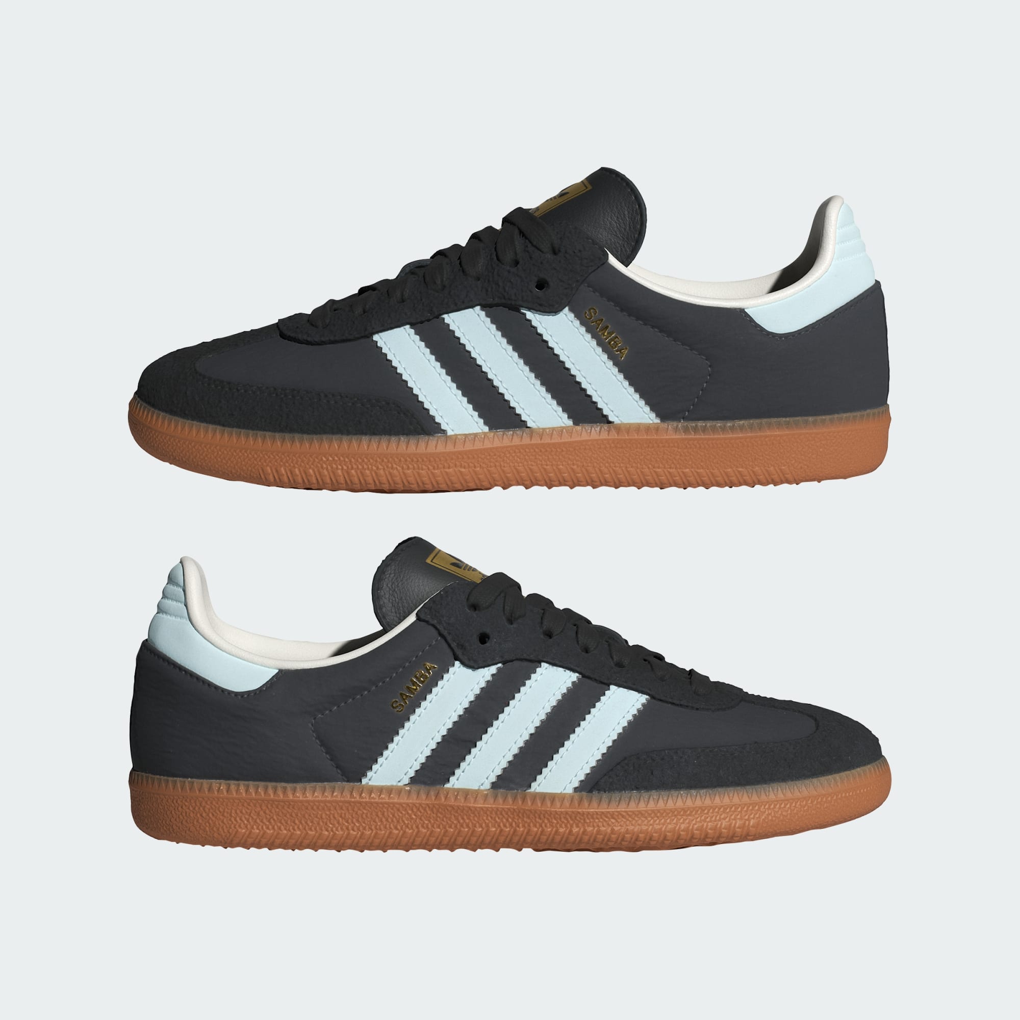 Adidas Carbon and Almost Blue Chalk White Originals Samba Sneakers unisex
