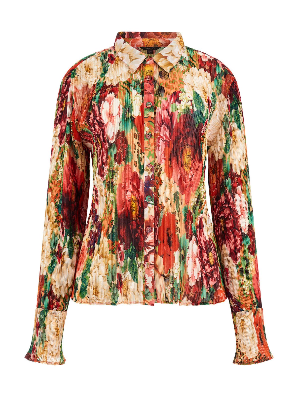 Guess Vivenne Pleated Button Up | Peony Animal