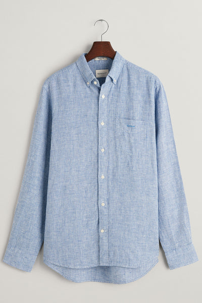 Gant - Regular Fit Houndstooth Linen Shirt In Rich Blue 3240067 470