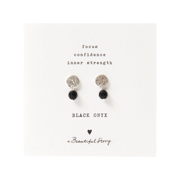 A Beautiful Story Aw30816 Mini Coin Black Onyx Sp Earrings