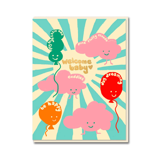 1973 Ecd New Baby Clouds Greeting Card