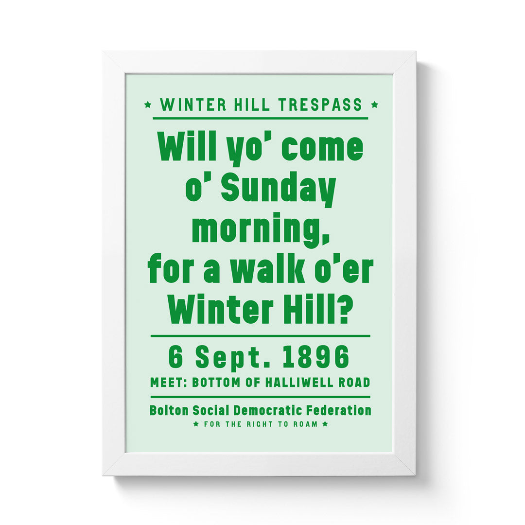 National Park Print Shop Winter Hill Trespass A3 Framed Riso Print