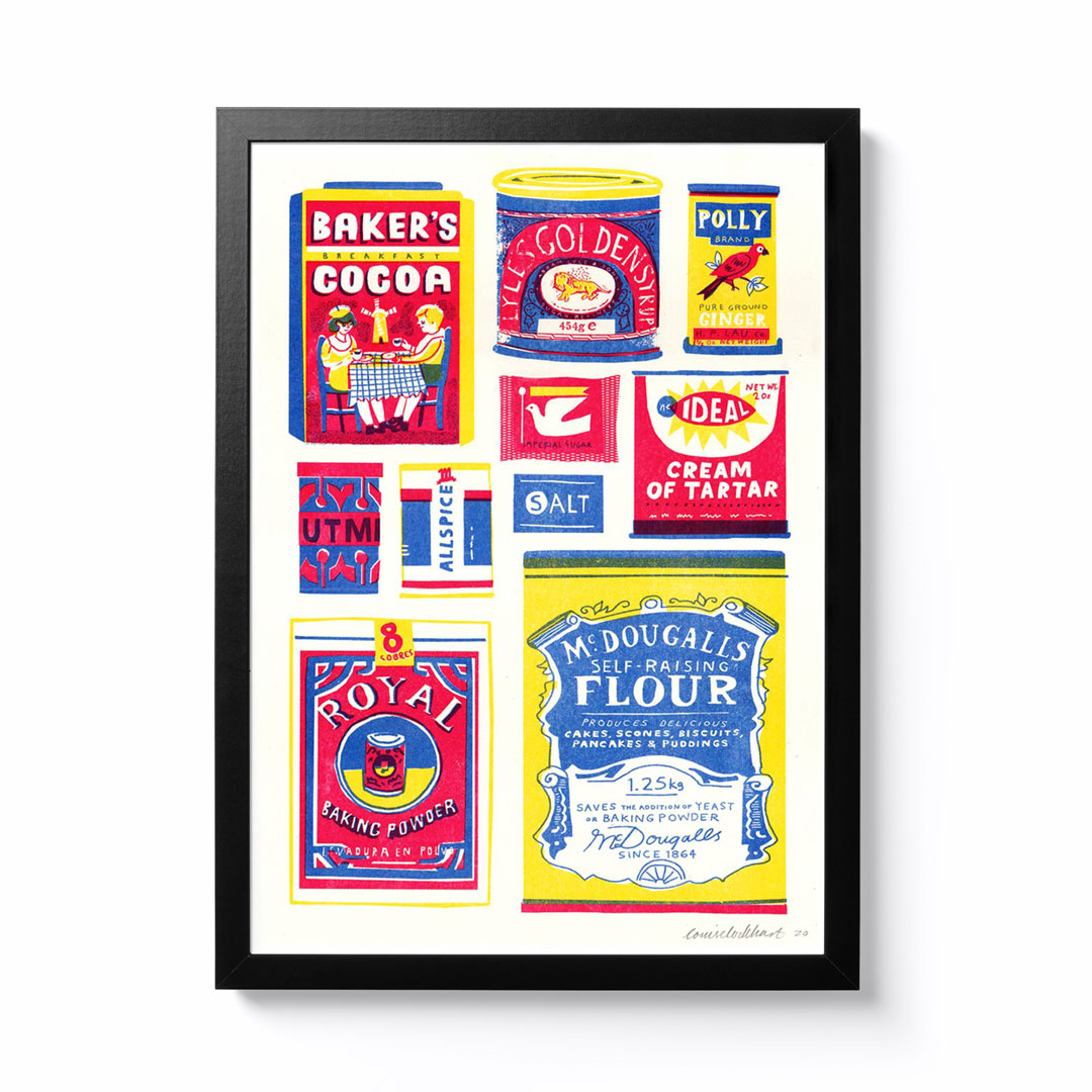 The Printed Peanut Baking Collection A3 Framed Riso Print
