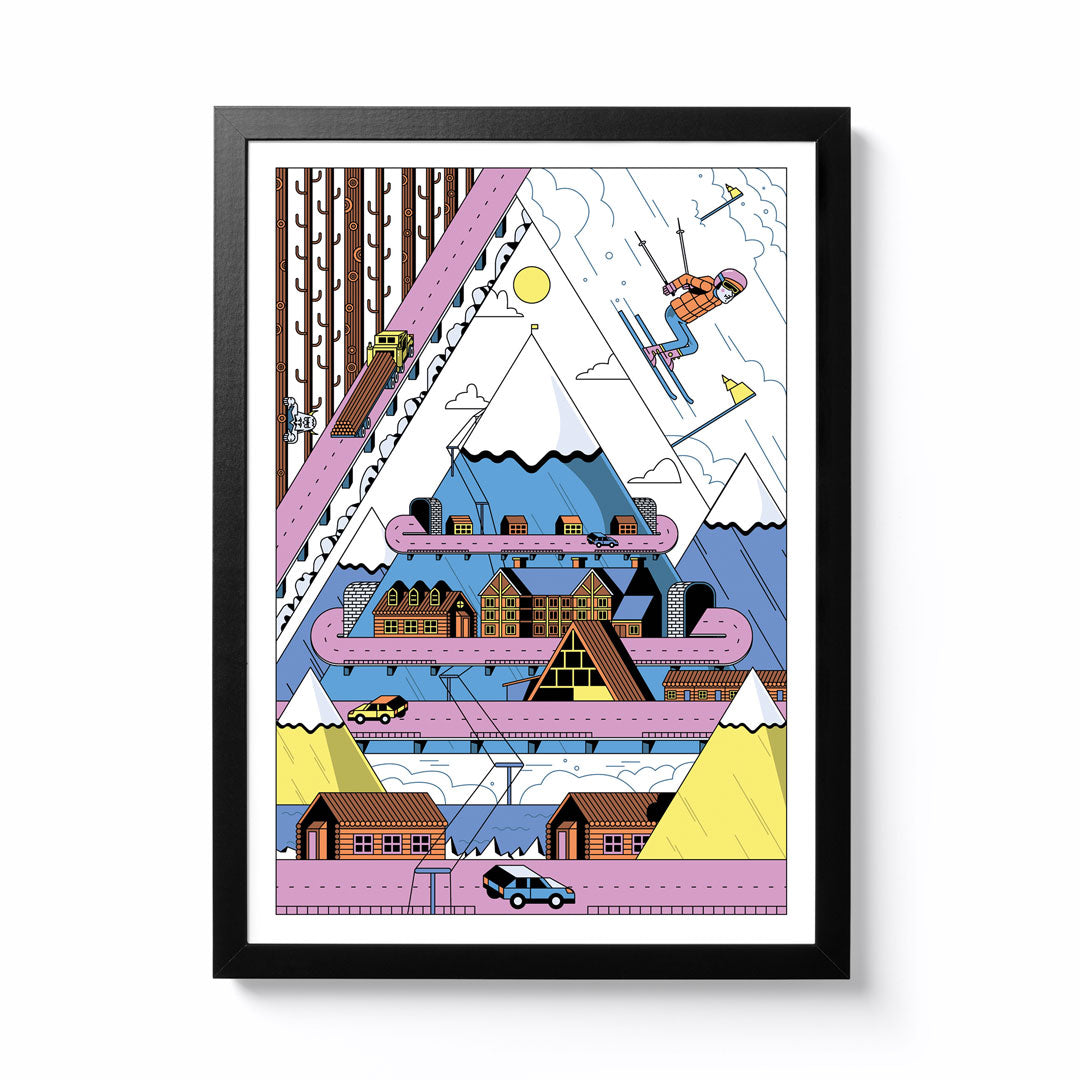 Jord O'Brien A4 Ski Framed Print