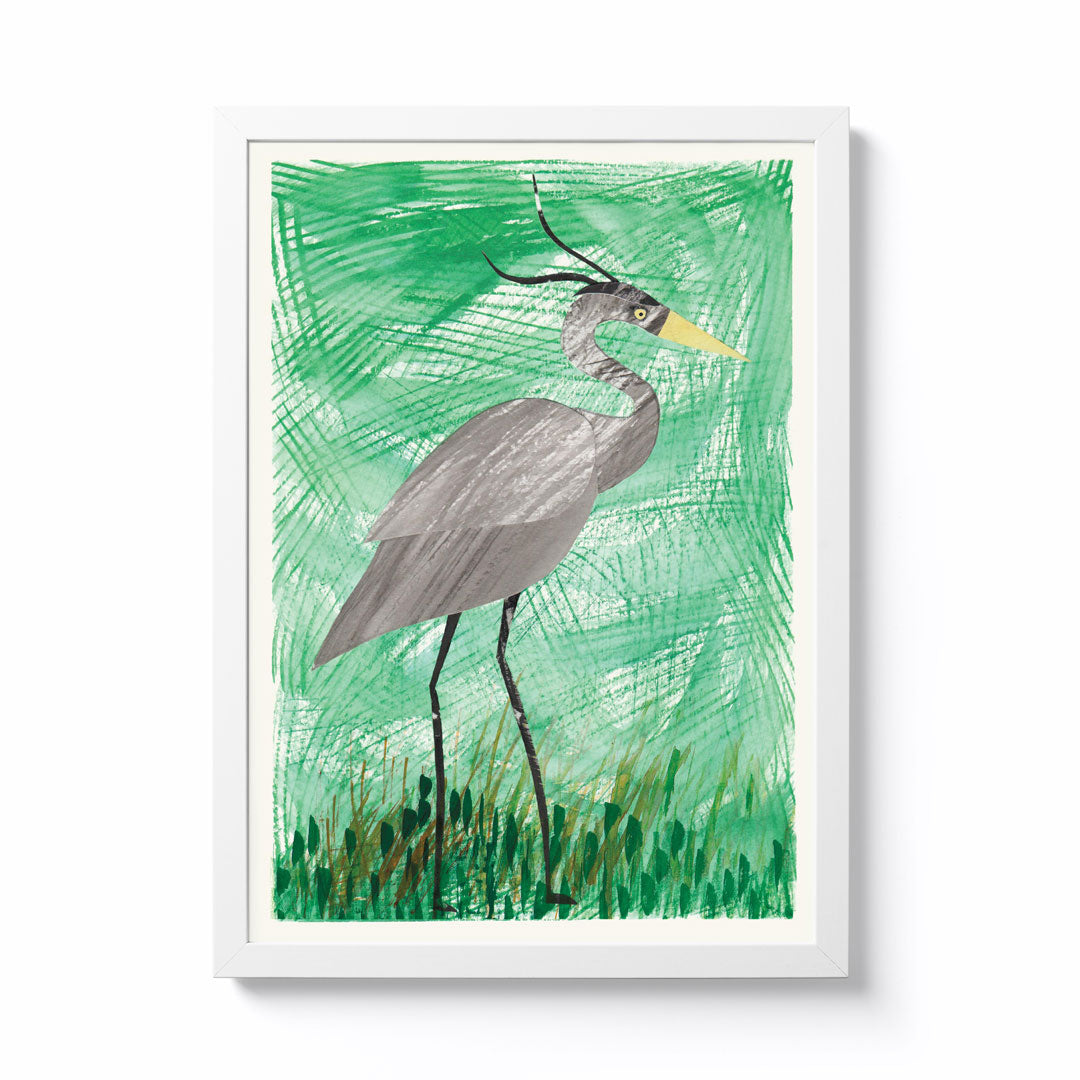 Siobhán Watt A3 Lloyd Park Heron Framed Print