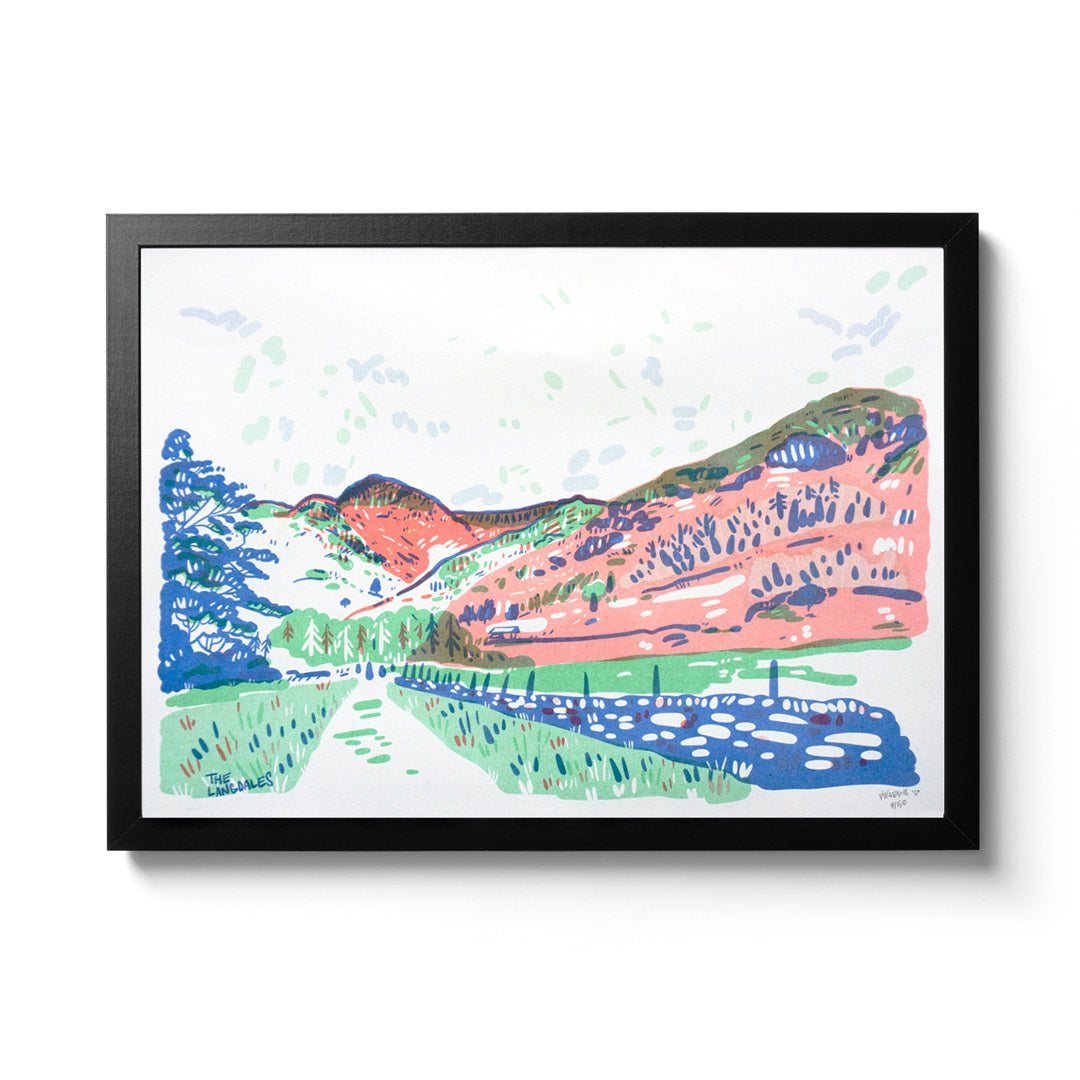 Pip Claffey The Langdales A3 Framed Riso Print