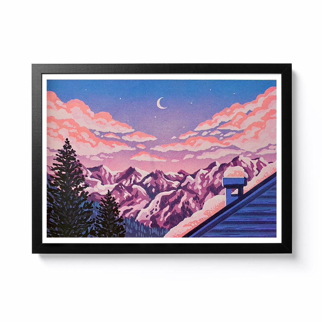 Allie Oldfield Evening View A4 Framed Riso Print