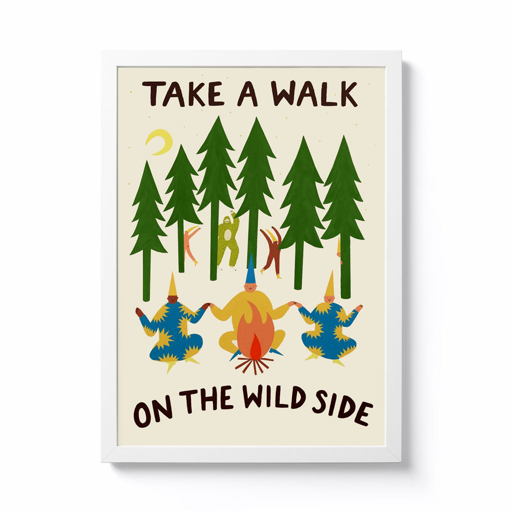 Little Black Cat Illustrated Goods Take A Walk On The Wild Side A4 Framed Print
