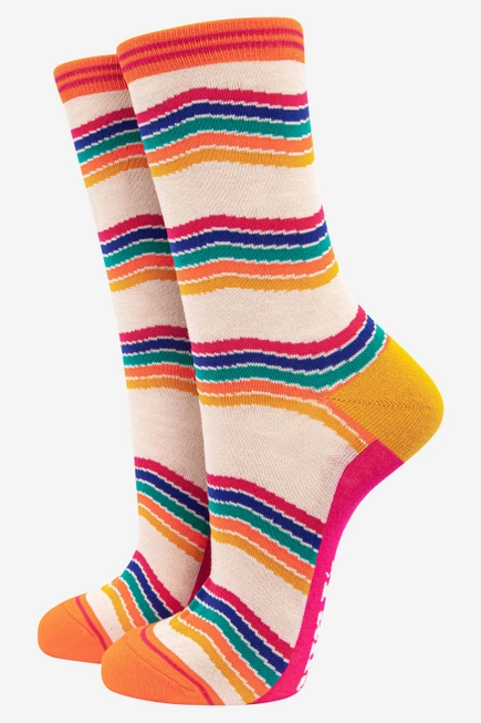 Sock Talk Women's Rainbow Stripe Bamboo Socks
