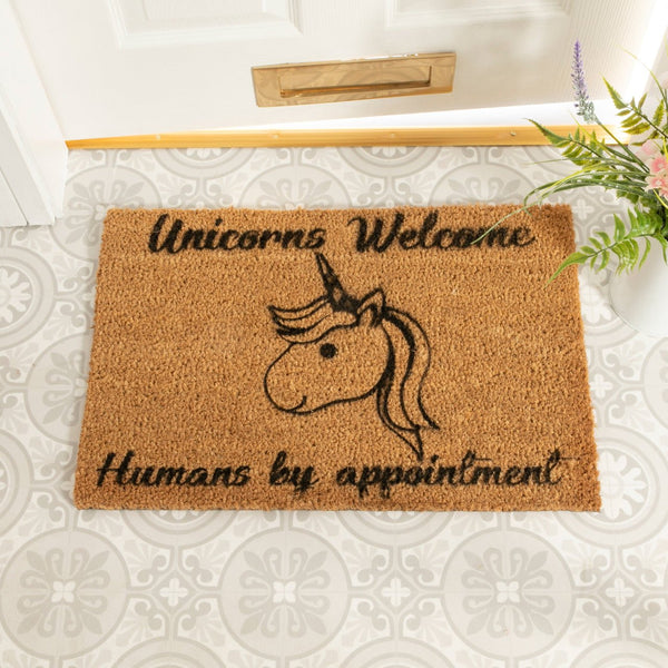 Distinctly Living Unicorns Welcome, Humans By Appointment Doormat