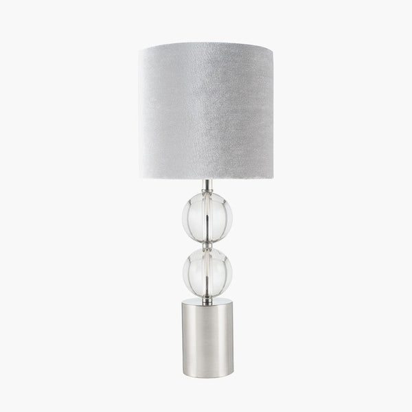 Distinctly Living Portofino Brushed Silver And Clear Glass Table Lamp