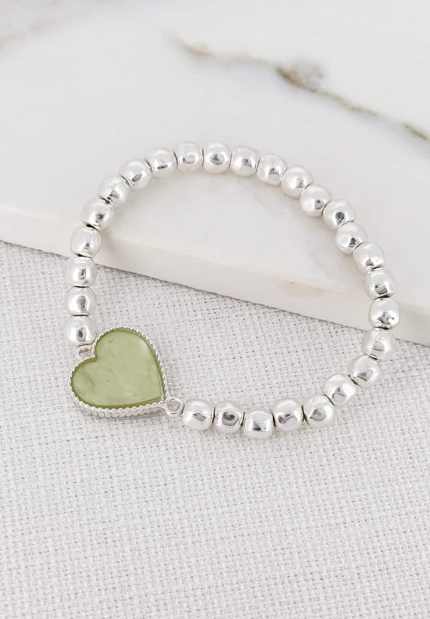 ENVY JEWELLERY Silver Ball Bracelet With Heart Pendant