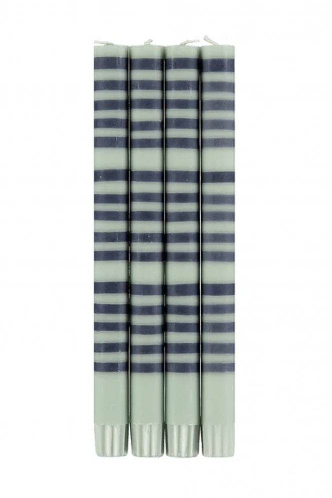 The Home Collection Striped Candle In Opaline & Indigo