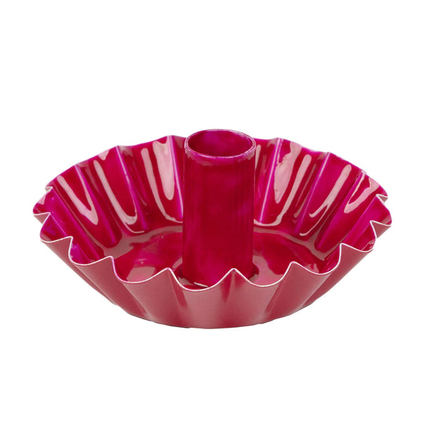 Talking Tables Scalloped Metal Candle Holder In Pink