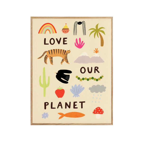 Little Black Cat Illustrated Goods Print A3 Love Our Planet