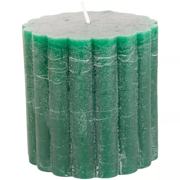 Grand Illusions Rustic Scalloped Pillar Candle - Emerald 100cm X 100cm