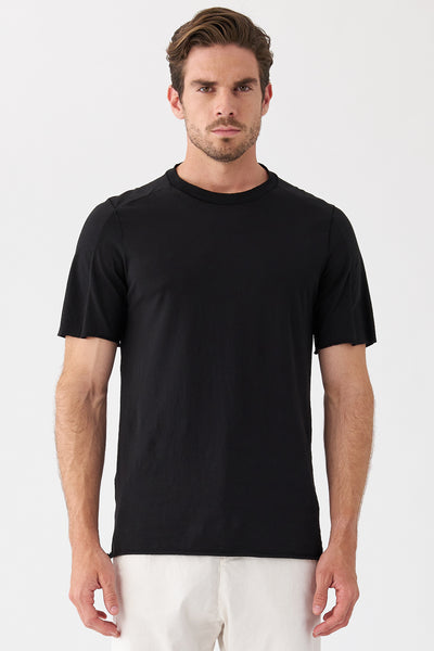 Transit Cotton T-shirt W/ Knitted Insert Black