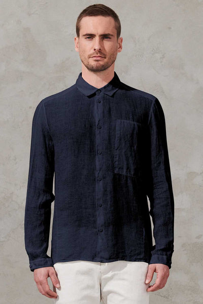Transit Linen Shirt W/ Patch Pocket Blue