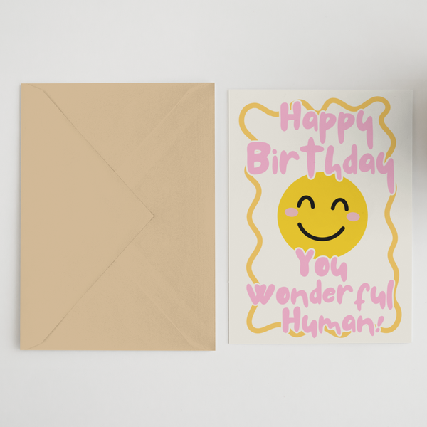 Blue Iris Designs Co Happy Birthday Wonderful Human Greeting Card