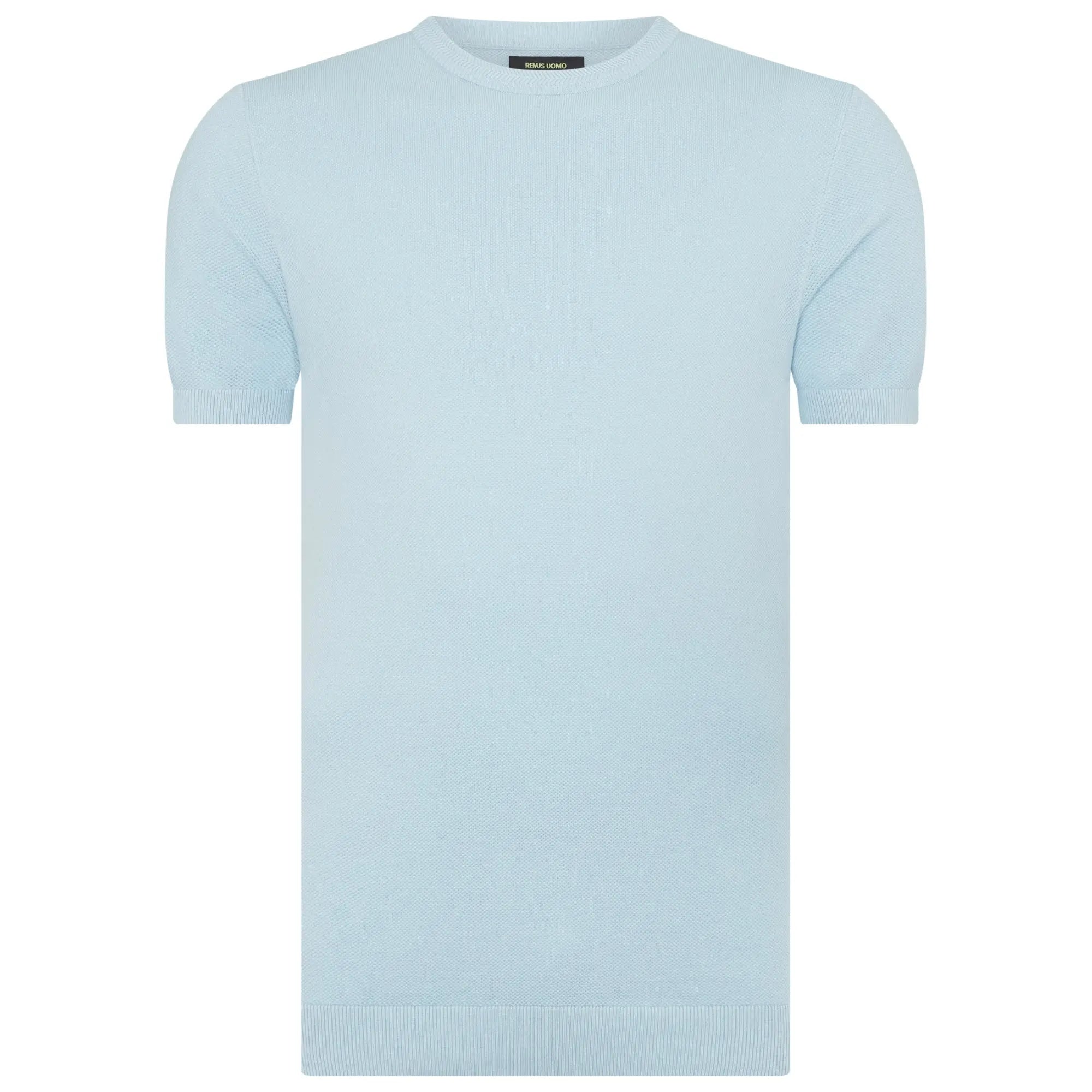 Remus Uomo Textured Cotton T-shirt - Sky Blue
