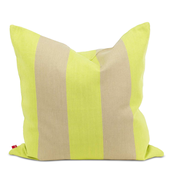 Afroart Fifi Striped Cotton Cushion, Lime & Beige