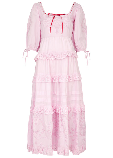 Sunshine and Snow Rebecca Bow Back Dress - Pink Broderie