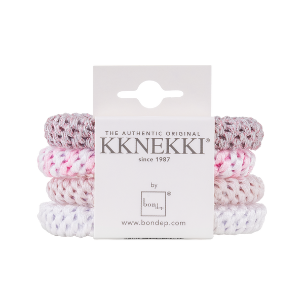 Bon Dep Set Of 4 Pale Pink & White Kknekki Hair Ties