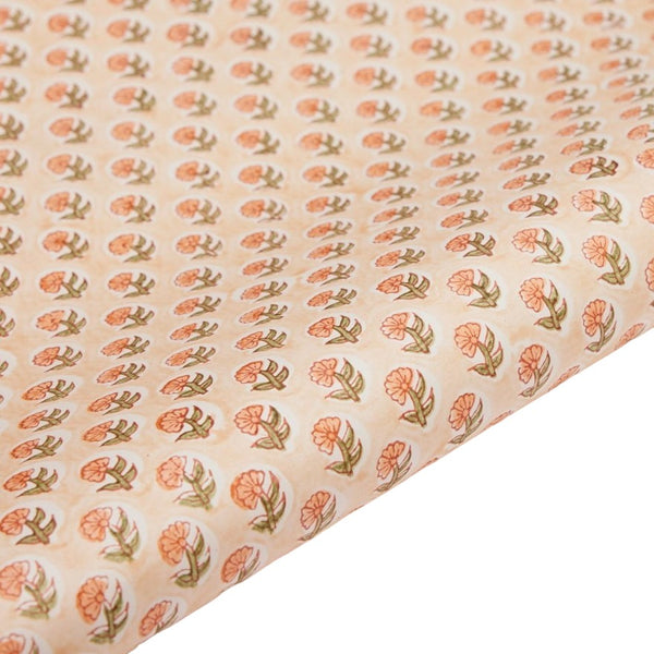 Paper Mirchi Wrapping Paper Sheet Hand Block Printed Daisy Coral