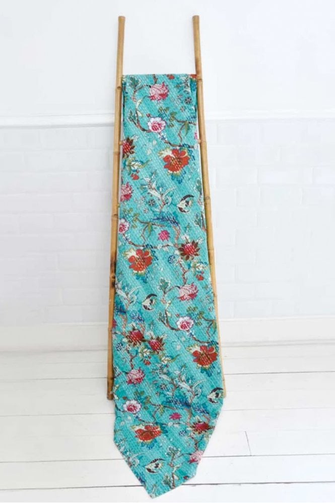 The Home Collection Kantha Throwteal Exotic Bird Throw