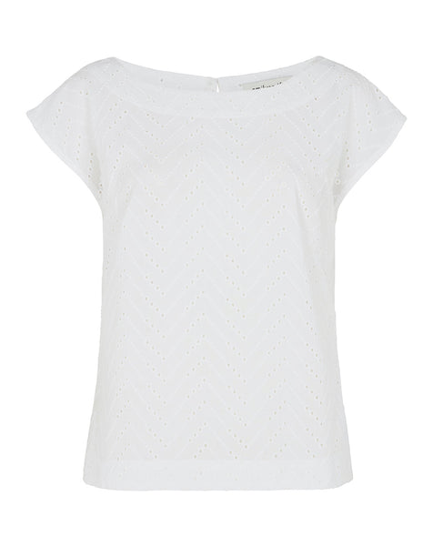 Emily and Fin Edna Top - Chevron Broderie White