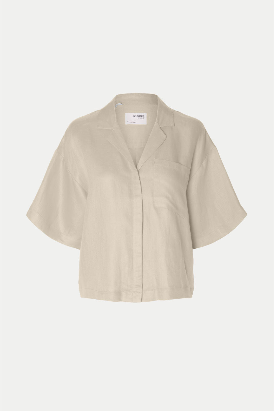 Selected Femme Sandshell Lyra Boxy Linen Shirt