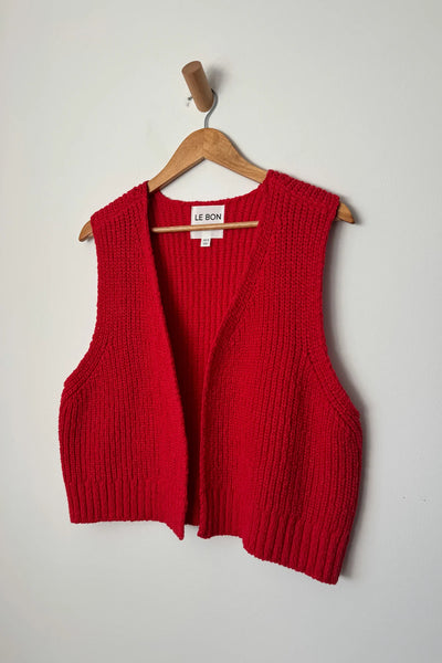 Le Bon Shoppe Chilli Pepper Red Granny Sweater Vest