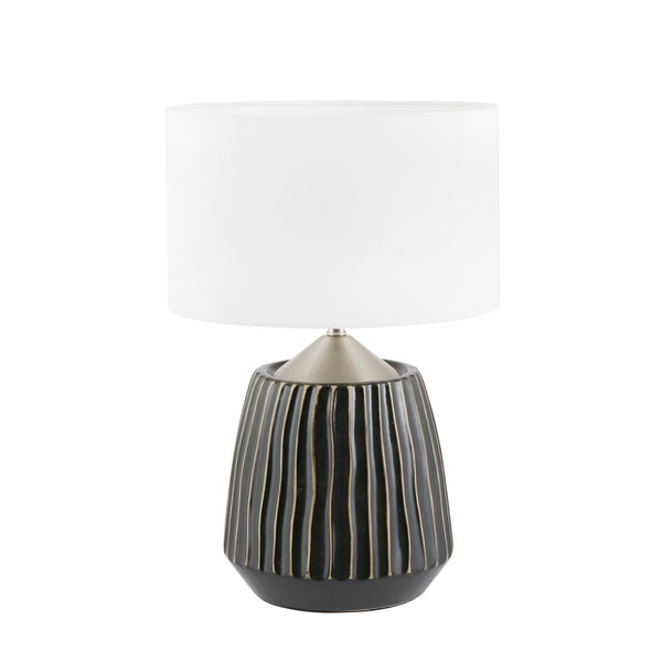 Distinctly Living Lodi Grey Textured Ceramic & Brushed Silver - Short Table Lamp