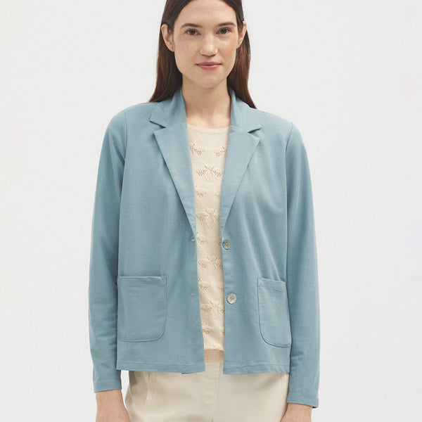 Nice Things Basic Linen Jacket - Blue Aquan Green