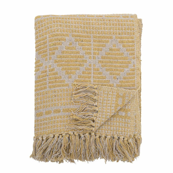 Bloomingville Gutte Throw, Yellow, Recycled Cotton