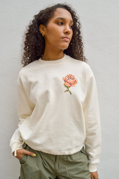 Knowledge Cotton Embroidered Egret Sweater