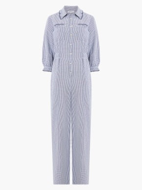 Great Plains Salerno Gingham Jumpsuit - Navy And White