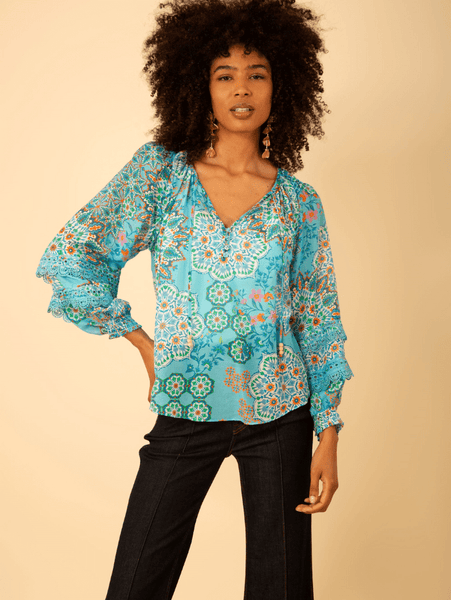 Hale Bob Lilith Turquoise With Print Top H43ek220a Col Tur
