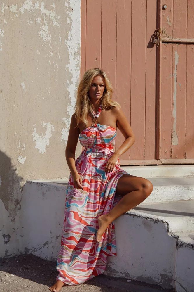 NAIA  Aruba Halter Maxi Dress In Paradise Island
