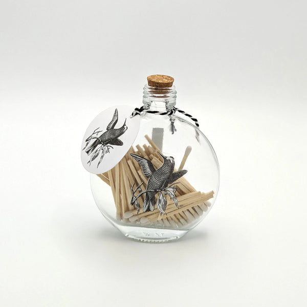 Robert Frederick Matches In Decorative Jar - Black & White Bird