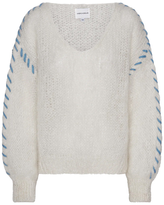 American Dreams Milana Mohair Knit Stitching White