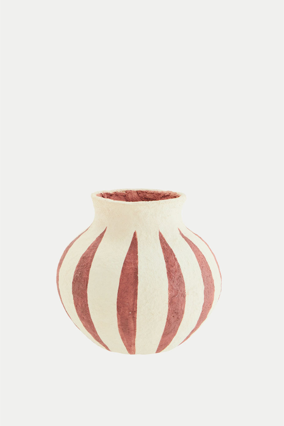 Madam Stoltz Ecru Burnt Red Recycled Paper Mache Vase
