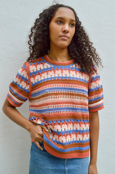 Yerse Multicolour Tile Crochet Sweater