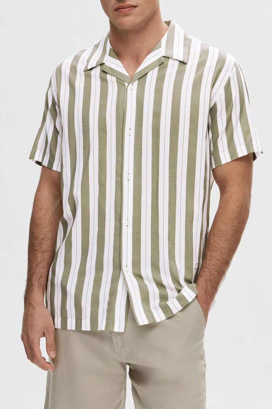 Selected Homme Vetiver Stripes Reg Air Shirt