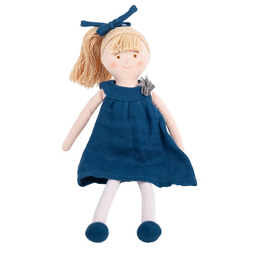 Trousselier Doll with Dress 30Cm - Navy Blue Organic Cotton