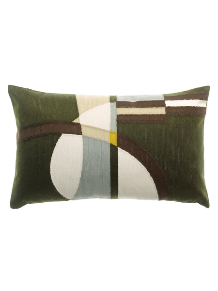 Viva Raise Nael Abstract Cushion - 30x50cm - Olive