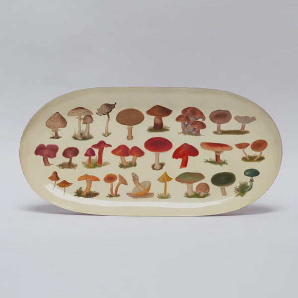 Roomy Town Oval Enamel Tray -fungi