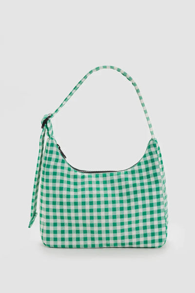 Baggu Mini Nylon Green Gingham Shoulder Bag