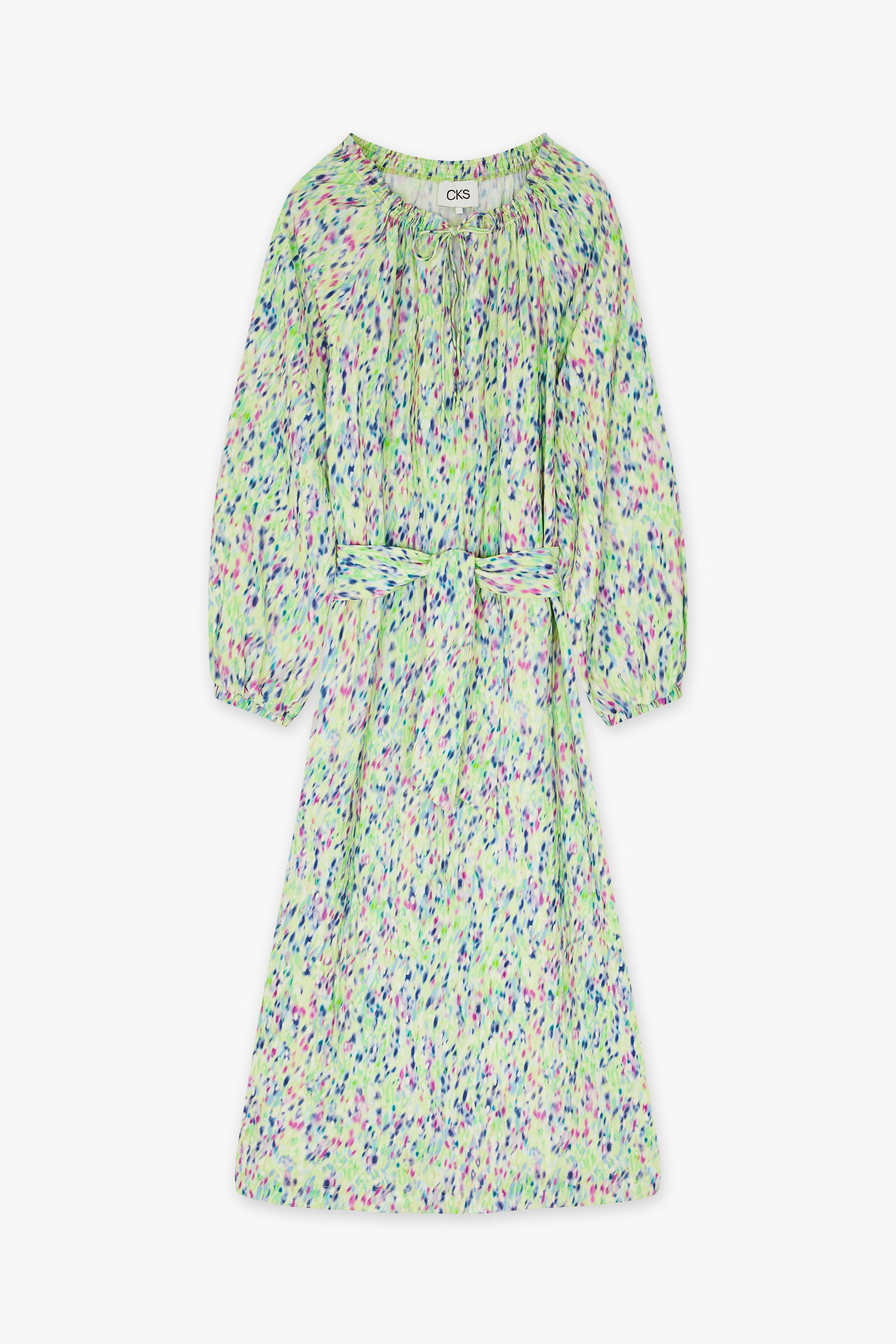 Cks fashion Green Abstract Print Dala Midi Dress
